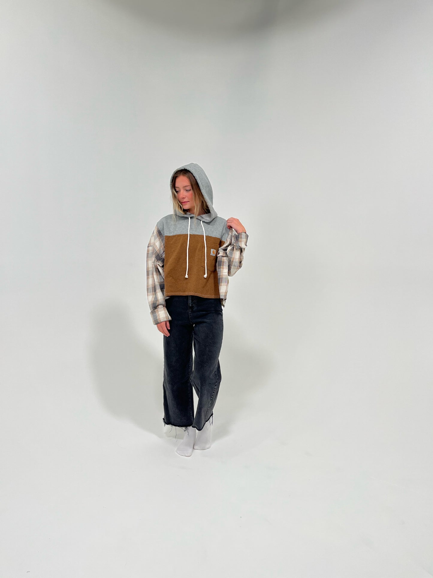 Orange Carhartt flannel hoodie